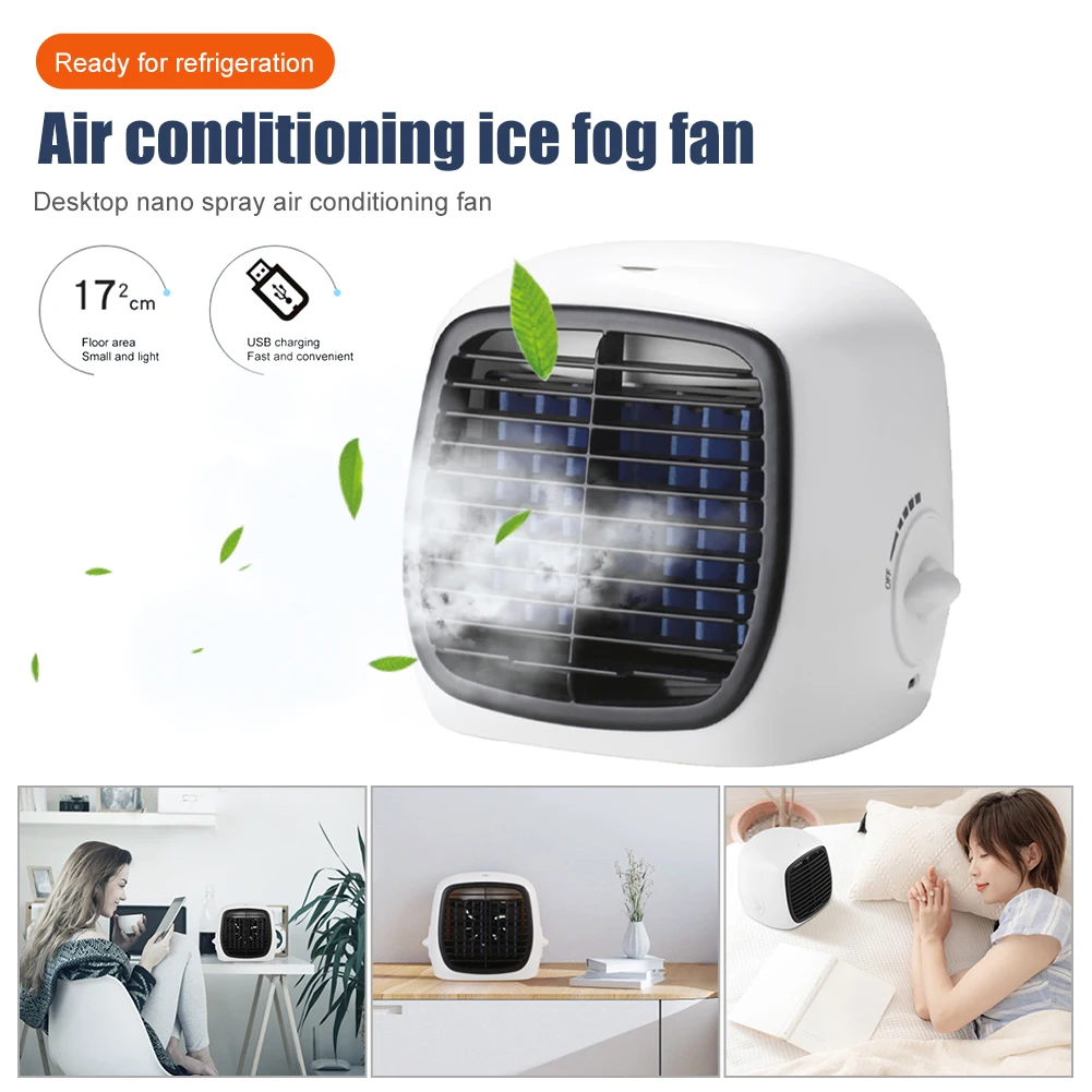 

Mini Air Conditioner Cooling Fan Portable Air Cooler Adjustable Wind Speed USB Personal Air Cooling Fan for Home Office Dorm