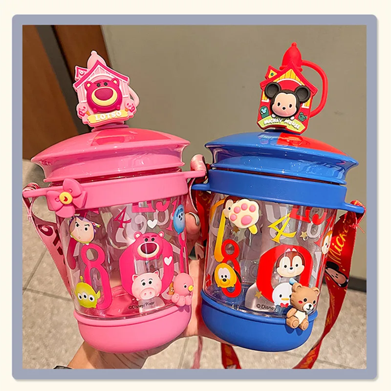 

Disney Cute Strawberry Bear Mickey Tigger Water Cup Children's Straw Cup Female Summer High-value Cold Brew Cup Portable Kettle