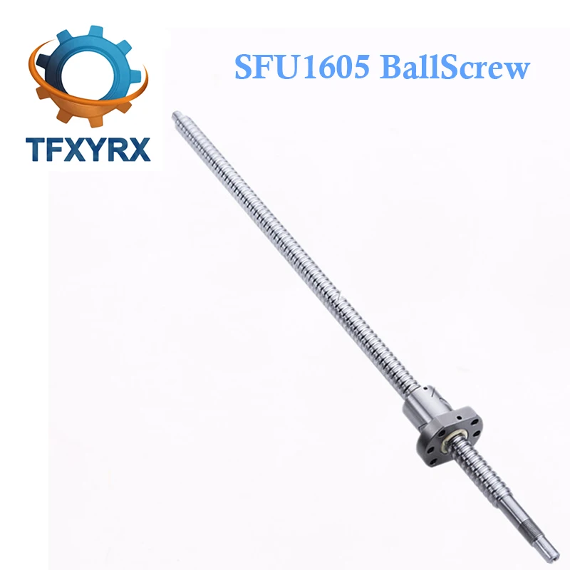 

SFU1605 Ballscrew 200 300 350 400 450 500 550 600 650mm Ball Screw C7 1605 flange single Ballnut BK/BF12 RM1605 End Machined CNC