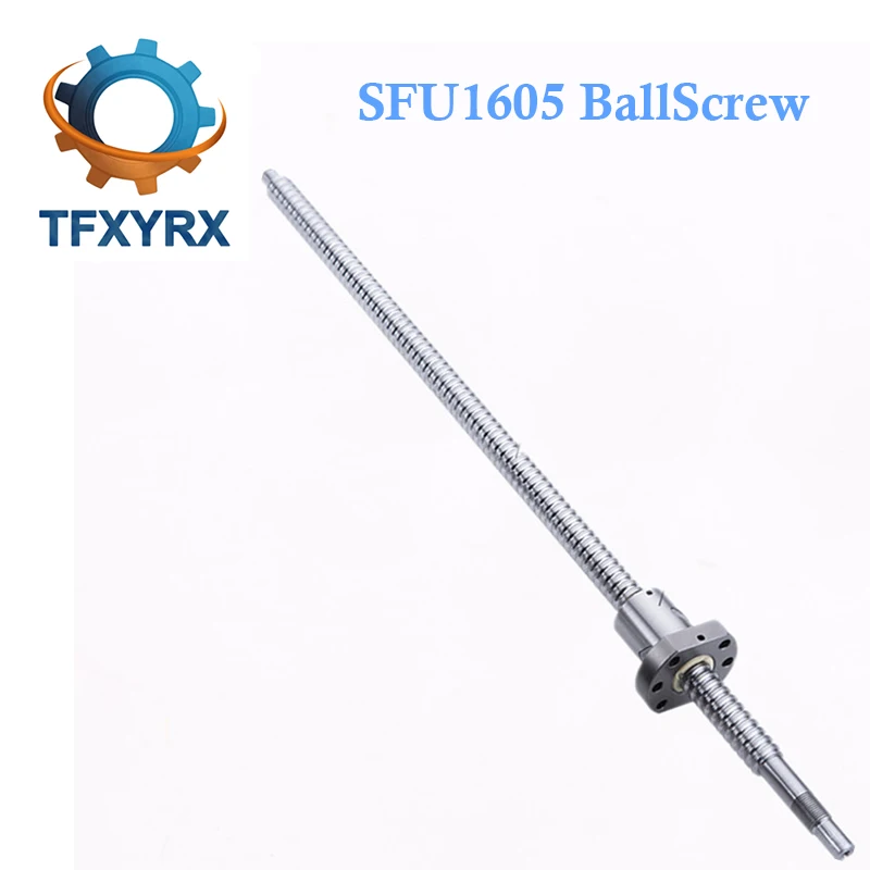 

SFU1605 шариковый винт 200 300 350 400 450 500 550 600 мм шариковый винт C7 650 фланец с одной шариковой гайкой BK/BF12 RM1605 Концевая обработанная ЧПУ