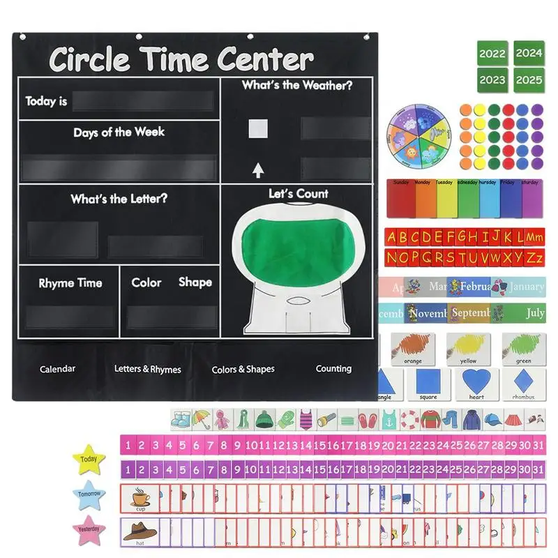 

Circle Time Center Pocket Chart Teaching Materials Learning Calendar Heavy-Duty Kids Calendar For Letter Counting Rhyme Color