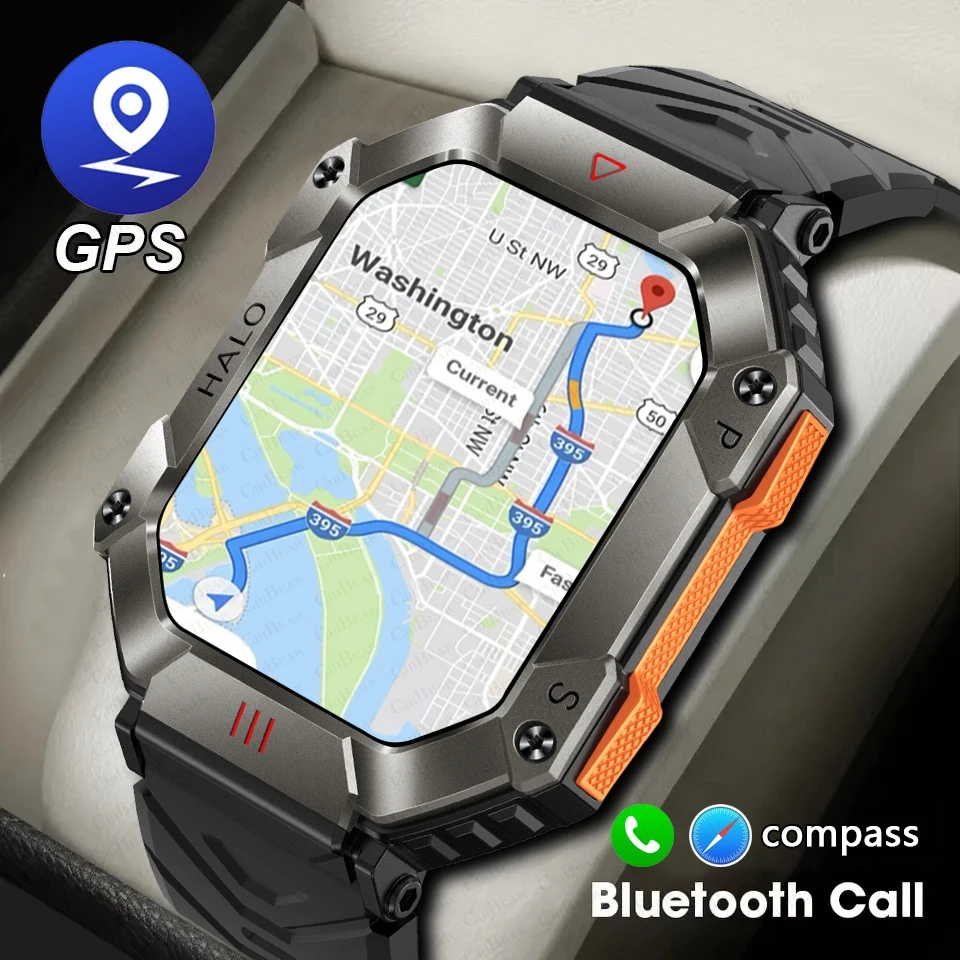 Новый GPS Спорт Смарт Часы Мужчины 2.01 дюйма 650 мАч Батарея Фитнес Трекер Высоты