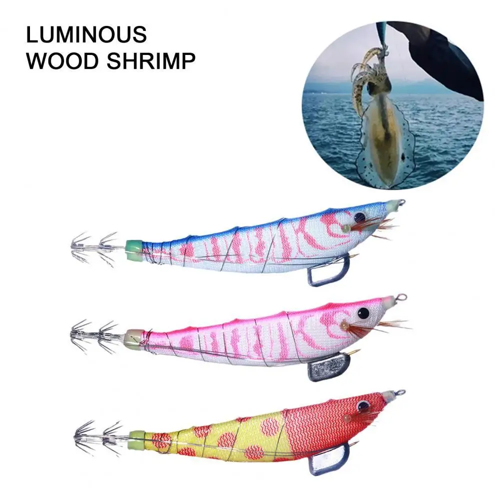 

Fishing Lure Bait with Squid Hooks 3D Simulation Fisheye 12cm/14.3g Luminous Shrimp Bait Jigging Fishing Lures Fishing Tackle
