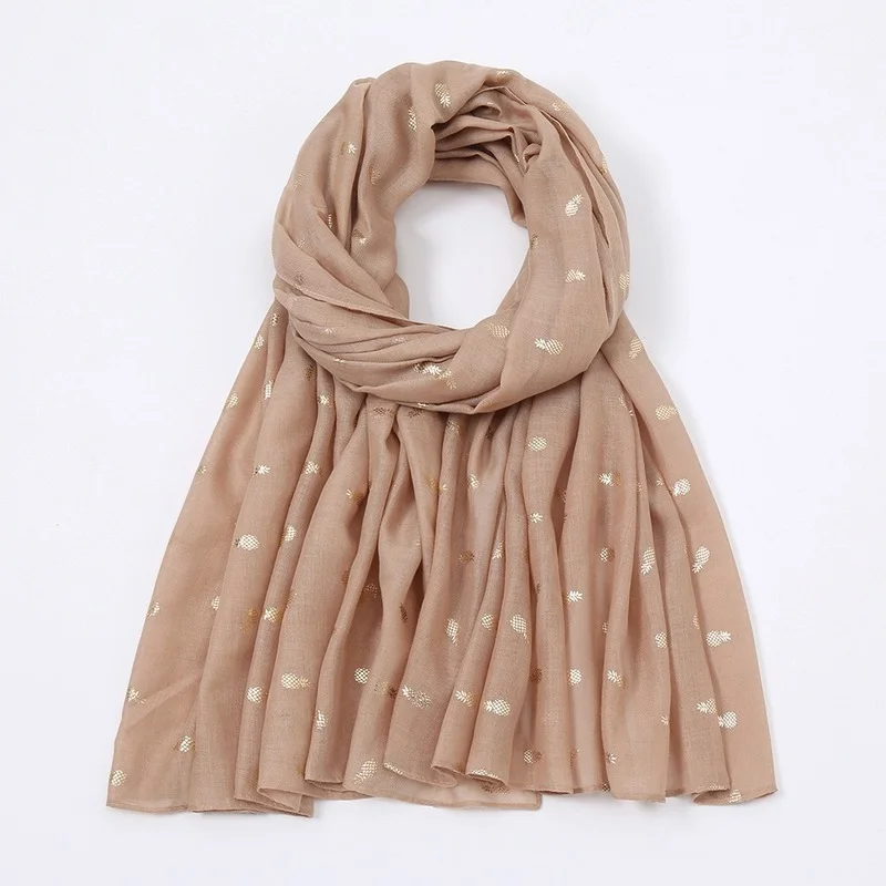

Popular Korean Version of Small Fresh Plain Turban Autumn and Winter New Bali Yarn Pineapple Bronzing Scarf Shawl Female