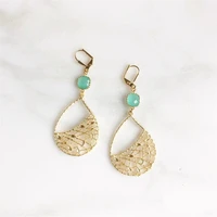 bohemian new jewelry retro hollow leaf water drop geometric dangle earring modern womens earrings 2022