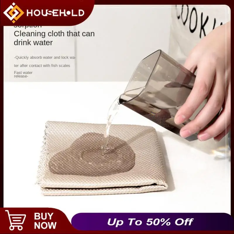

Household Kitchen Dishwashing Cloth Fish Scale Wiping Rags Reusable Efficient Rag Glass Window Dish Not Easy To Shed Hair