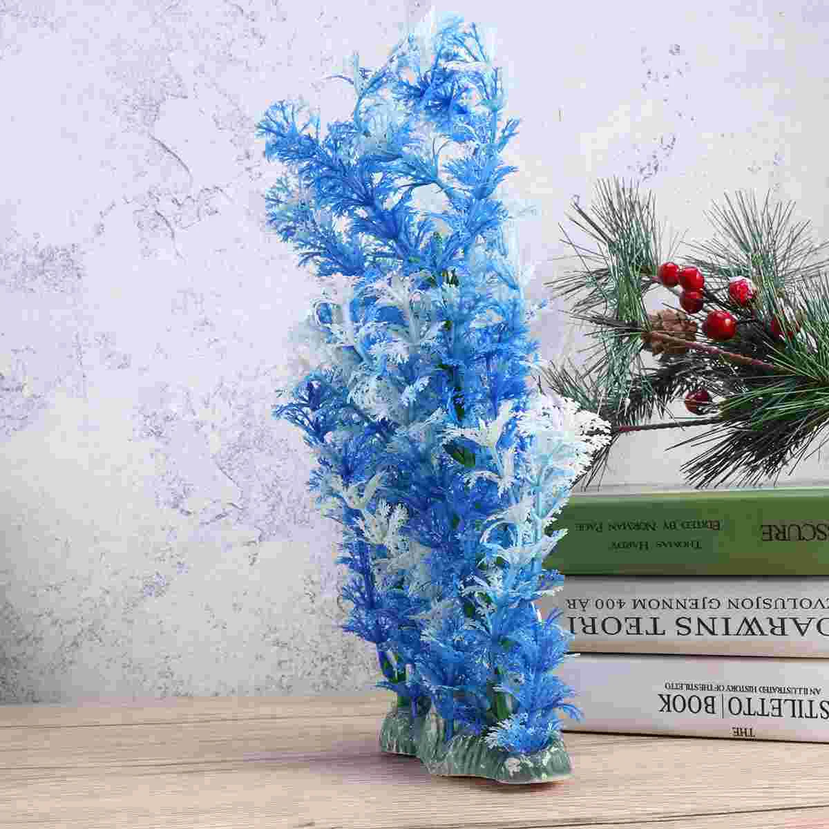 

Fish Aquarium Tank Artificial Decorationssimulation Decor Plastictall Aquatic Waterdecoration Tanks Accessories Large Blue