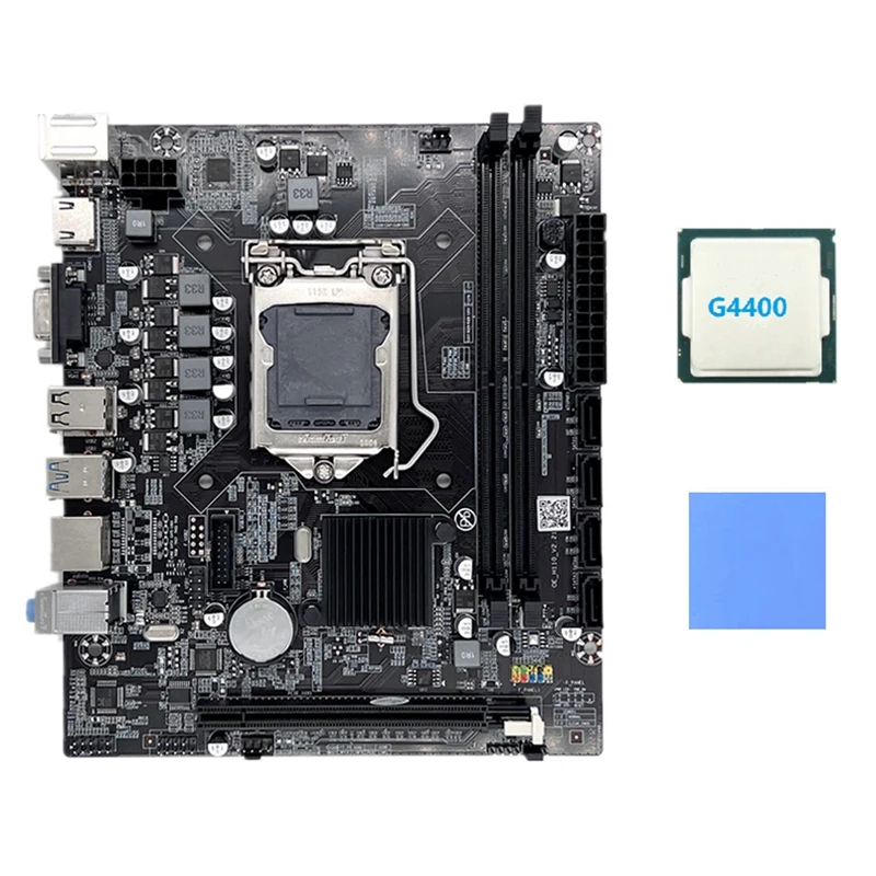 

Материнская плата H110 LGA1151 для компьютера, поддерживает процессор Celeron G3900 G3930, Память DDR4 с процессором G4400 и термоподушкой
