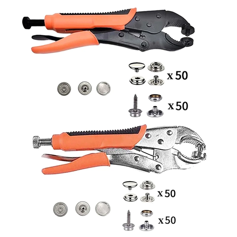 

Heavy Duty Snap Fastener Tool,Snap Setter Tool Kit With 50 Sets, For Boat Cover, Snap Button With Portable Bag Durable Silver