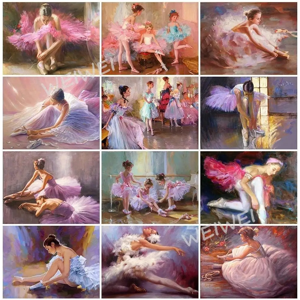 

5D Diy Diamond Painting Beautiful Ballet Dress Dancing Girls Square/round Rhinestones Diamond Embroidery Home Decoration