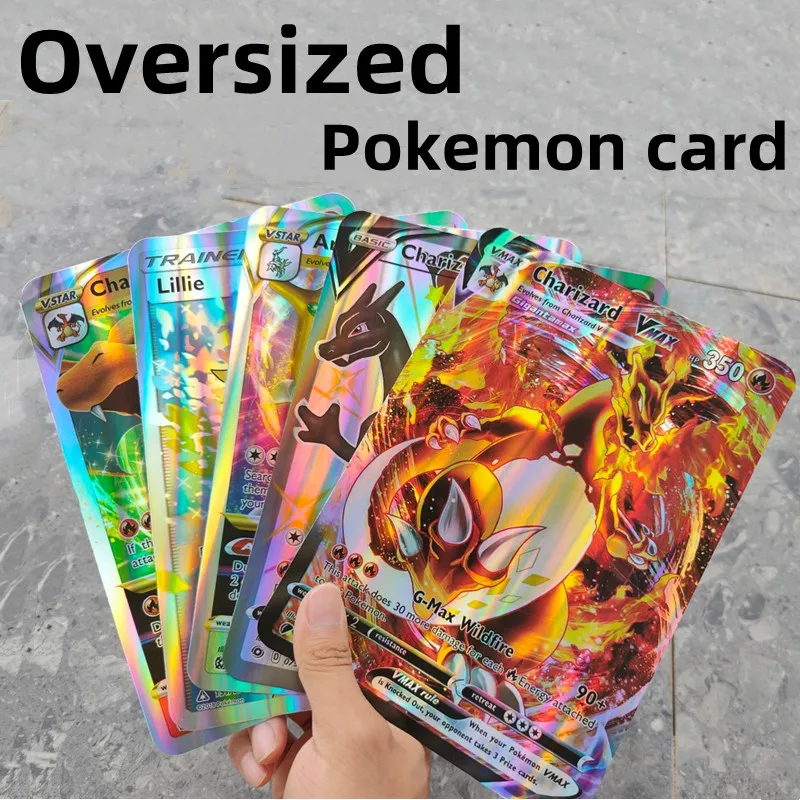 

Случайные отправки карт большого размера Pokemon Jumbo Letter Vmax Vstar GX Arceus Пикачу; Чаризард суперблестящая редкая карточка на Рождество