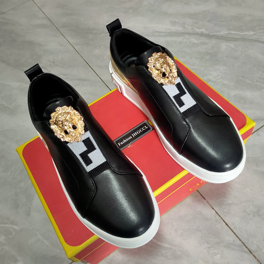 Лоферы мужские высокие брендовые дизайнерские повседневная обувь черные