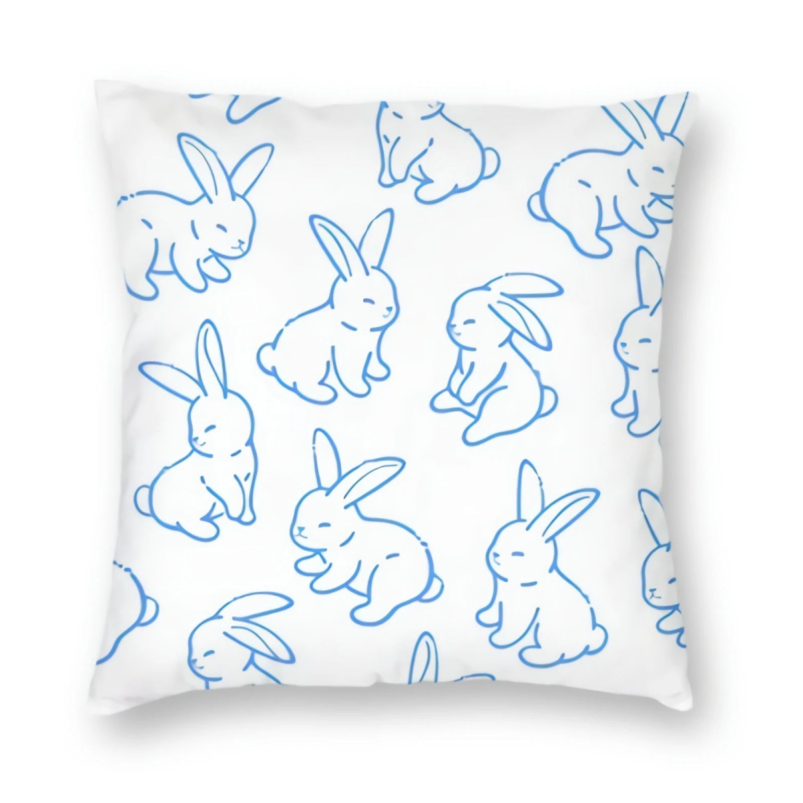 

Happy Easter Rabbit White Pillowcase Hidden Zipper Throw Cushion Cover Bunny Square Pillow Case Home Decorative For Sofa Bed Car