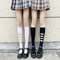 new asymmetrical hole socks female trendy street socks jk black calf stockings ab socks are thin new personality student thin