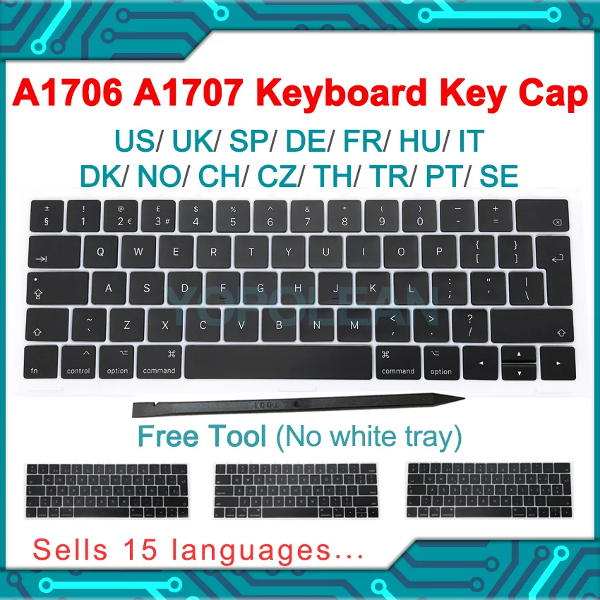 New A1706 A1707 Keyboard keys keycap US UK French EU For Macbook Pro Retina 13" 15" laptop key cap 2016 2017 year | Компьютеры и