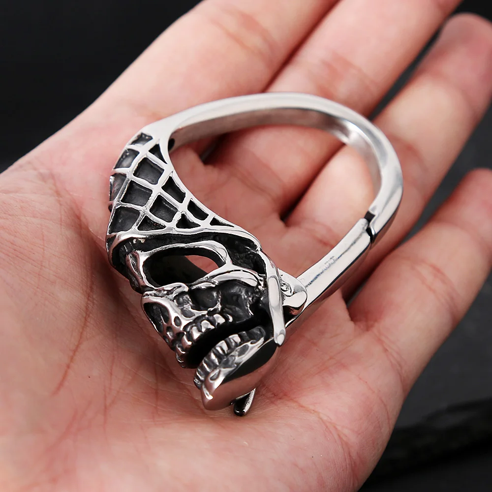 

Punk Vikings Skull Keychain Men's Stainless Steel Cyberpunk Skull Clasp Keyring Gothic Car Key Accessories Charm Norse Jewelry