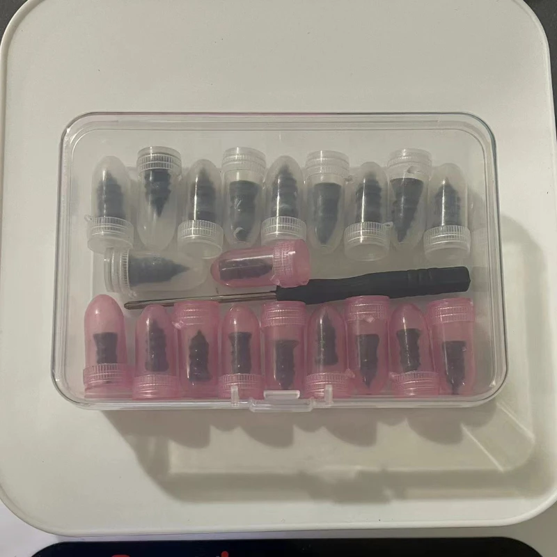 

20 шт., саморезы для ремонта шин, ремонт проколов шин, вакуумные гвозди, черный мягкий резиновый инструмент для ремонта автомобилей и мотоциклов