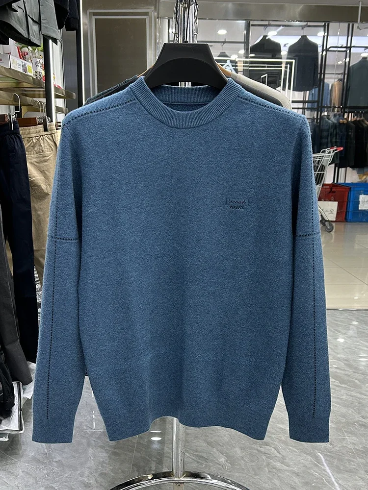 

Осенне-зимний Однотонный свитер средней плотности с круглым вырезом и вышивкой