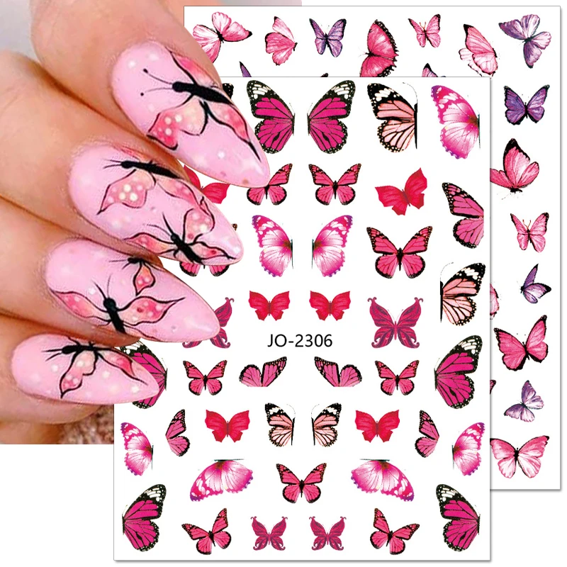 

3D Красочные наклейки для ногтей в виде бабочек, наклейки для ногтей в виде бабочек, самоклеящиеся наклейки-бабочки для ногтей, женские аксес...