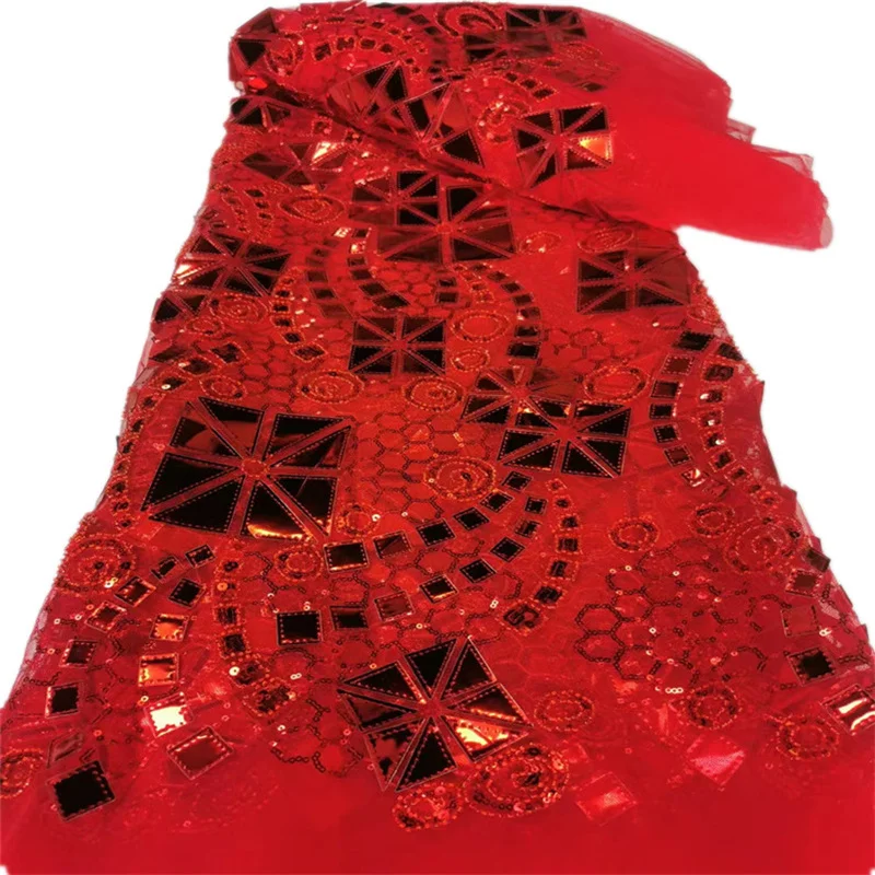

Африканская Кружевная Ткань 5 ярдов, тяжелая 3D вышивка блестками, сетчатая ткань, модная Французская ткань для шитья свадебных платьев
