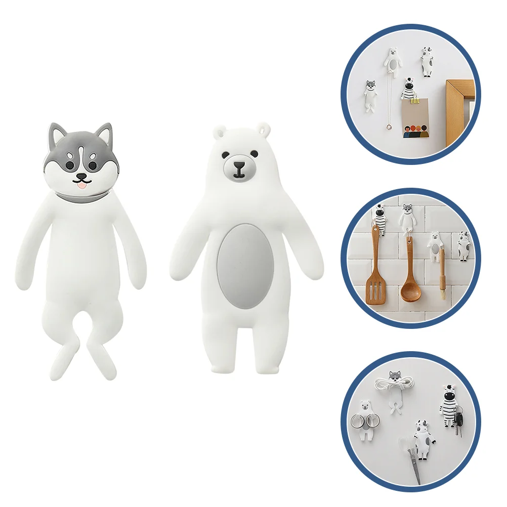 

2 Pcs Wall Bendable Hooks Cartoon Hanging Storage Hooks Kitchen Adhesive Hangers