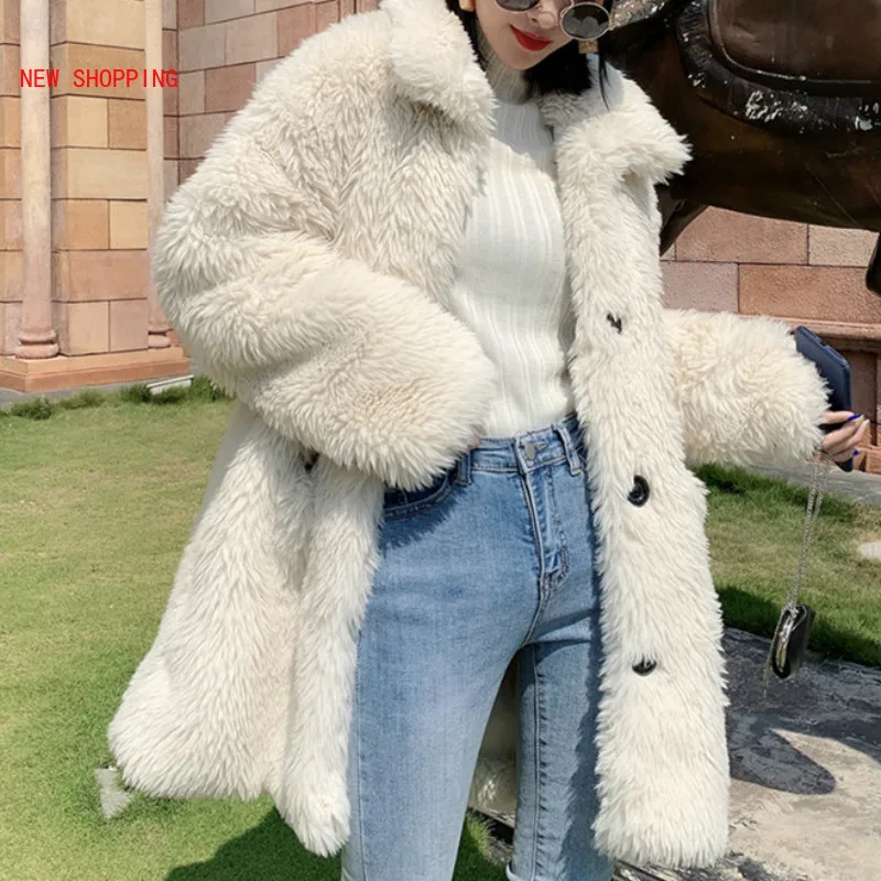 Women Teddy Coat Faux Fur Coat Women Casual Furry Thick Warm Long Faux Mink Fur Jacket Loose Winter Coats Manteau Femme Hiver