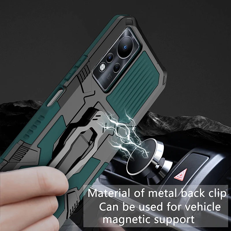 shockproof phone case for lnfinix hot 9 play 10 10s 11 11s nfc back clip stand protective cover for smart 4 5 6 note 11 7 lite free global shipping