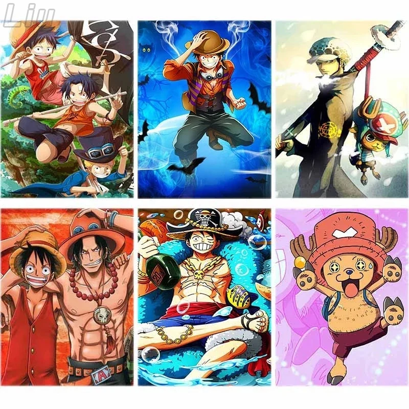 

One Piece diamond painting Anime Full Square Drill Luffy Embroidery Rhinestones Mosaic Picture Cross Stitch Kit Home Decor