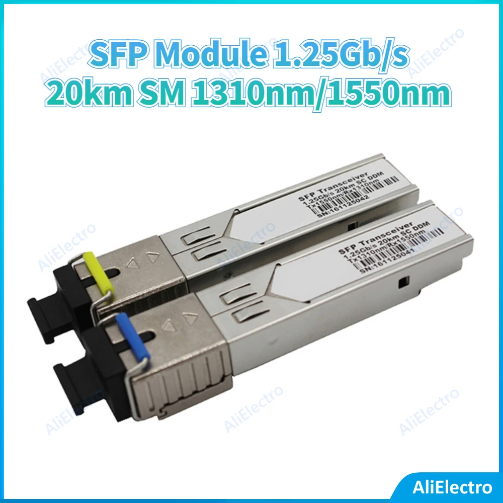 1.25Gb/s SFP Module 20km Fiber Optic Transceiver Single Fiber SM 1310nm/1550nm SC 20km Mini BIDI Gigabit free shipping