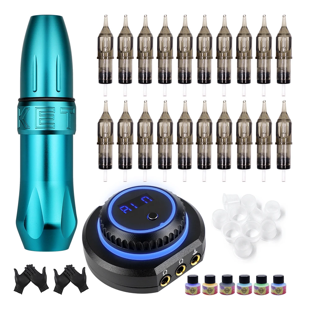 

Complete Tattoo Machine Kits Tattoo Power Supply Rotary Tattoo Pen with Cartridge Needles Permanent Makeup Machine for Tattoo