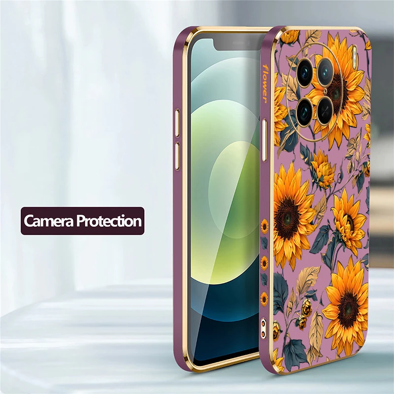 Colorful Flowers Luxury Plating Phone Case For Vivo T1 Pro U1 U3 U3X U10 U20 Silicone Soft Pattern Shockproof Back Cover Fundas