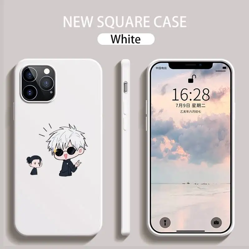 

Jujutsu Kaisen Satoru Gojo Anime Phone Case White Candy Color for iPhone 6 7 8 11 12 s mini pro X XS XR MAX Plus