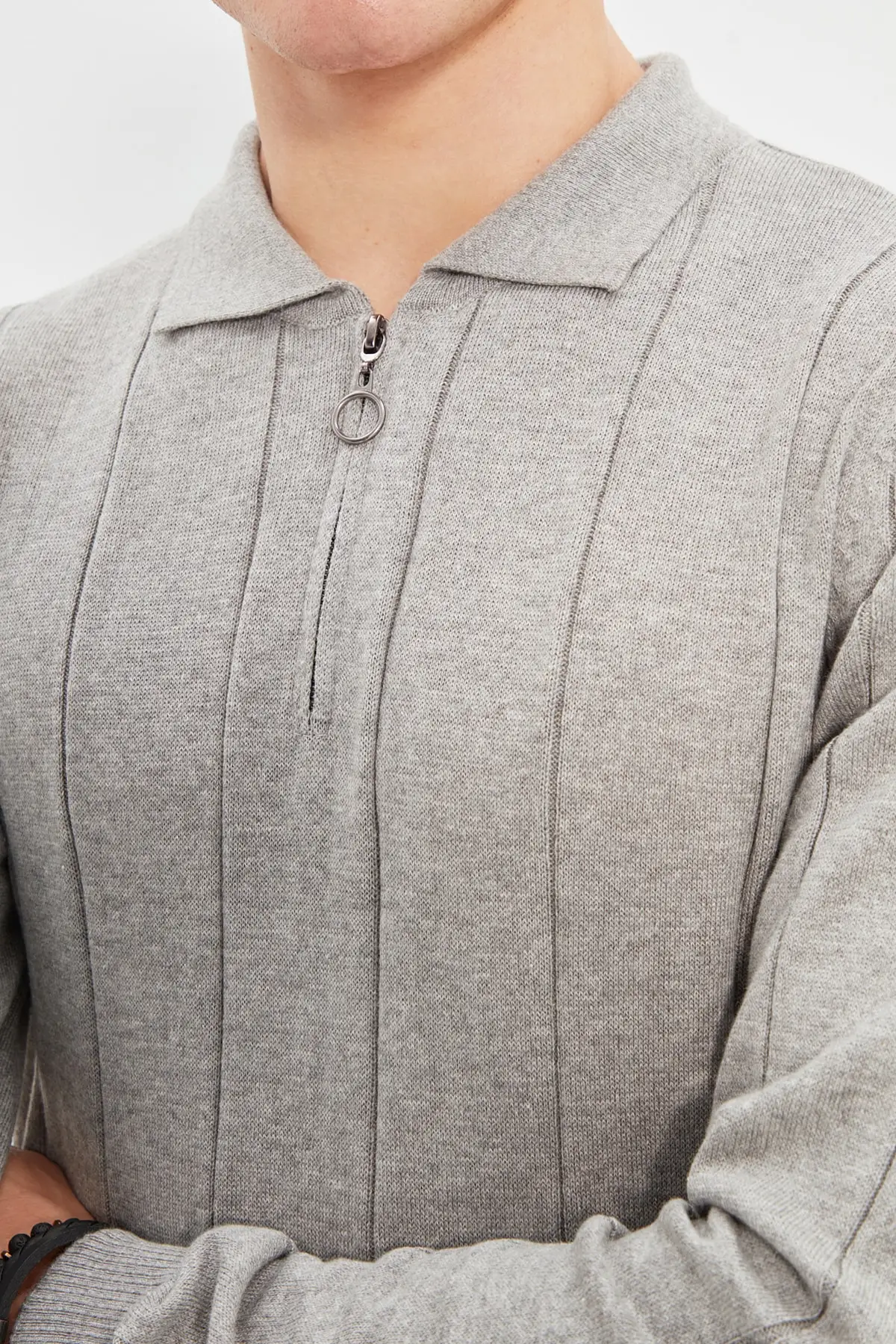 

Trendyol men's zipper Polo collar Knitwear pullover TMNAW21KZ0774