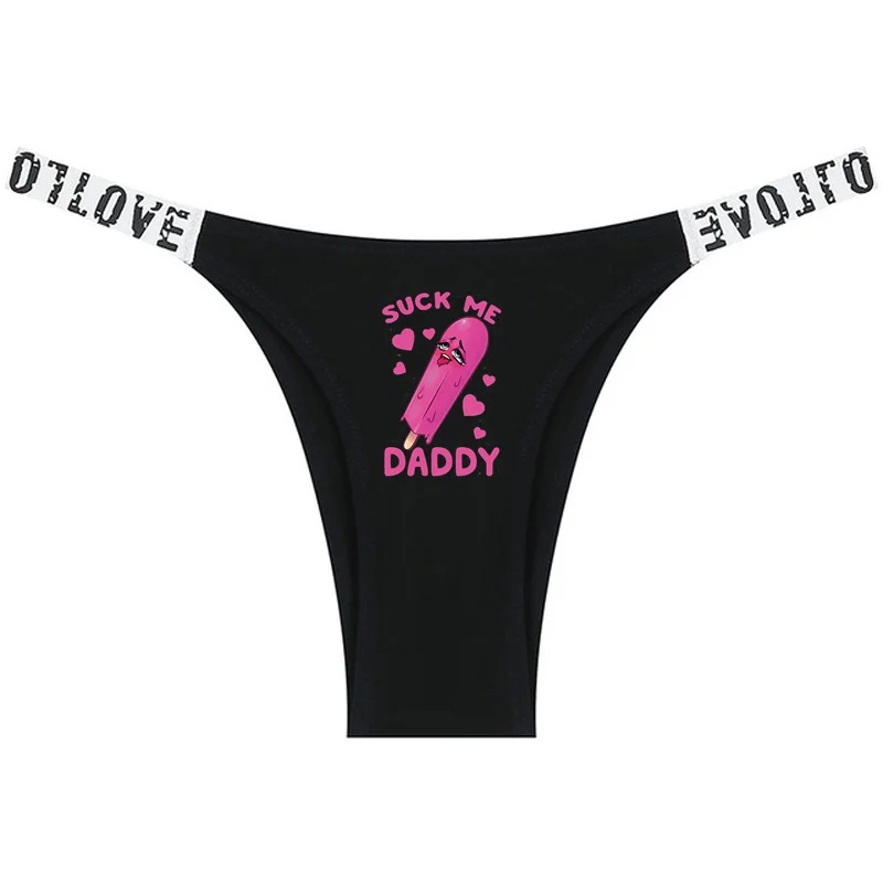 

SUCK ME Pink Ice Cream Print Funny Sexy Underwear for Girls Cute Underwear Women's Intimates Cotton Panties Underpant for Female