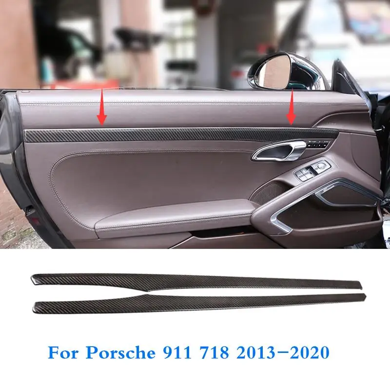 

2PCS Real Dry Carbon Fiber Car Interior Inner Door Panel Trim For Porsche 911 718 981 Boxster Cayman 2013-2020