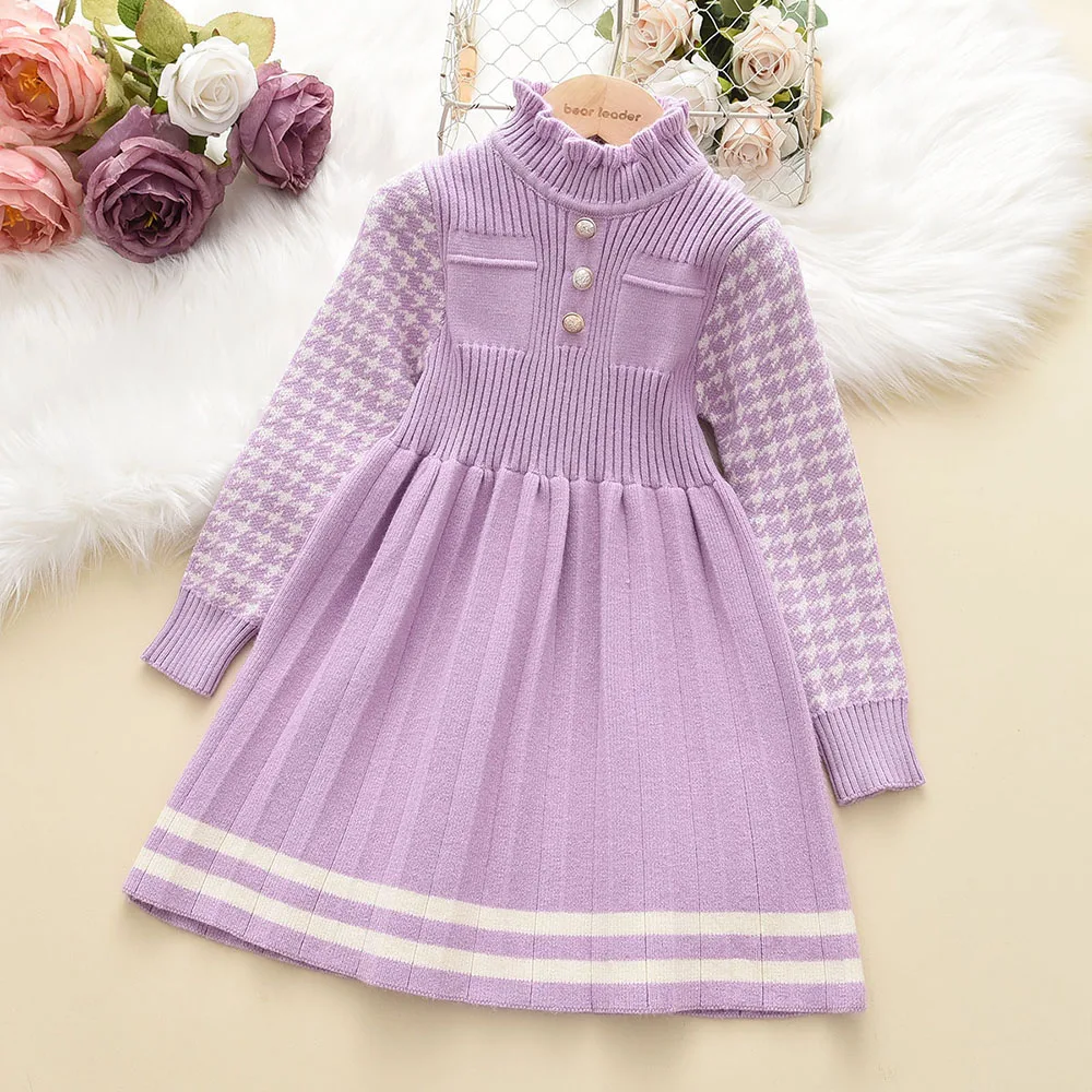 

Bear Leader Autumn Winter Girls Dress Girls 4-8Y Kids Princess Party Sweater Knitted Dresses Christmas Costume Baby Girl Clothes