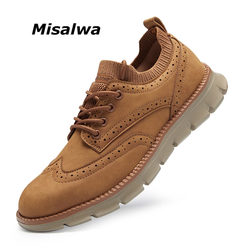 

Misalwa Size 40-48 Dropshipping Men White Sneakers Men Brogue Casual Shoes Yellow Men's Trainer Mesh Breathable Men Loafers