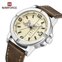 top brand naviforce watches for men military sports calendar display leather strap waterproof business casual quartz wrist watch