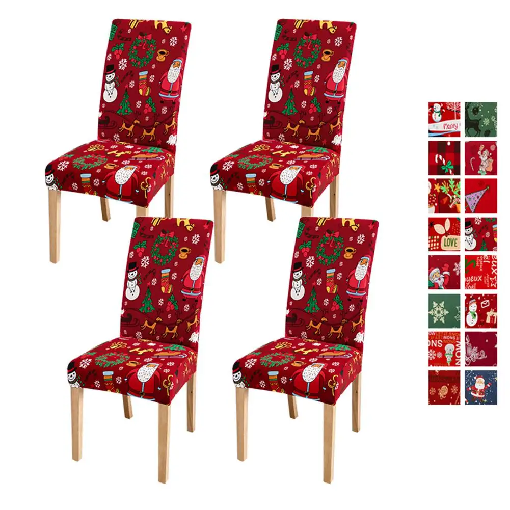 

1 pcs Christmas Chair Covers Stretch Washable Christmas Chair Protector Slipcovers For Kitchen Home Dining Room 2022 Christmas