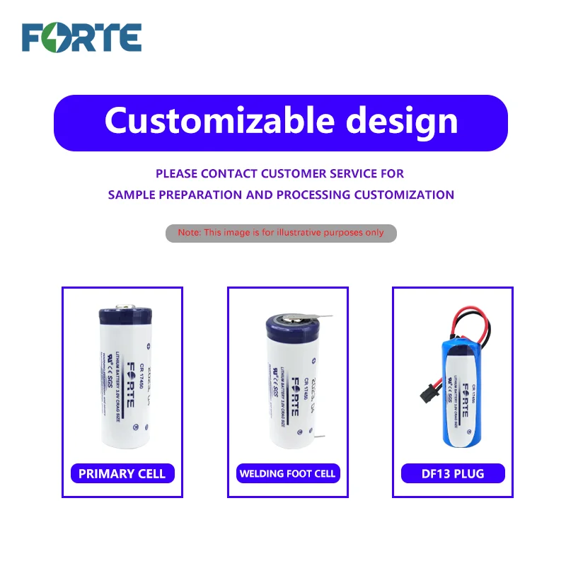 Одноразовый литий-марганцевый аккумулятор Forte CR17450 с добавлением SM штекера 3 В