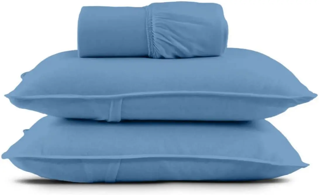 

100% Cotton Elastic Knitted Double Bed Set - Ruby (Navy)