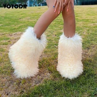 winter women fluffy faux fur snow boots fashionable furry y2k fur shoes warm luxury plush snow boot ladies outdoor platform shoe