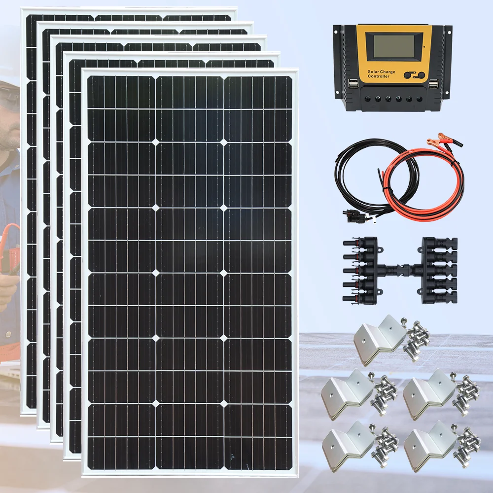 18V 500W 400W 300W 100W Solar Panel Set Controllesolar panel twelve volt rigid 12v solar charger portablw solar celda China