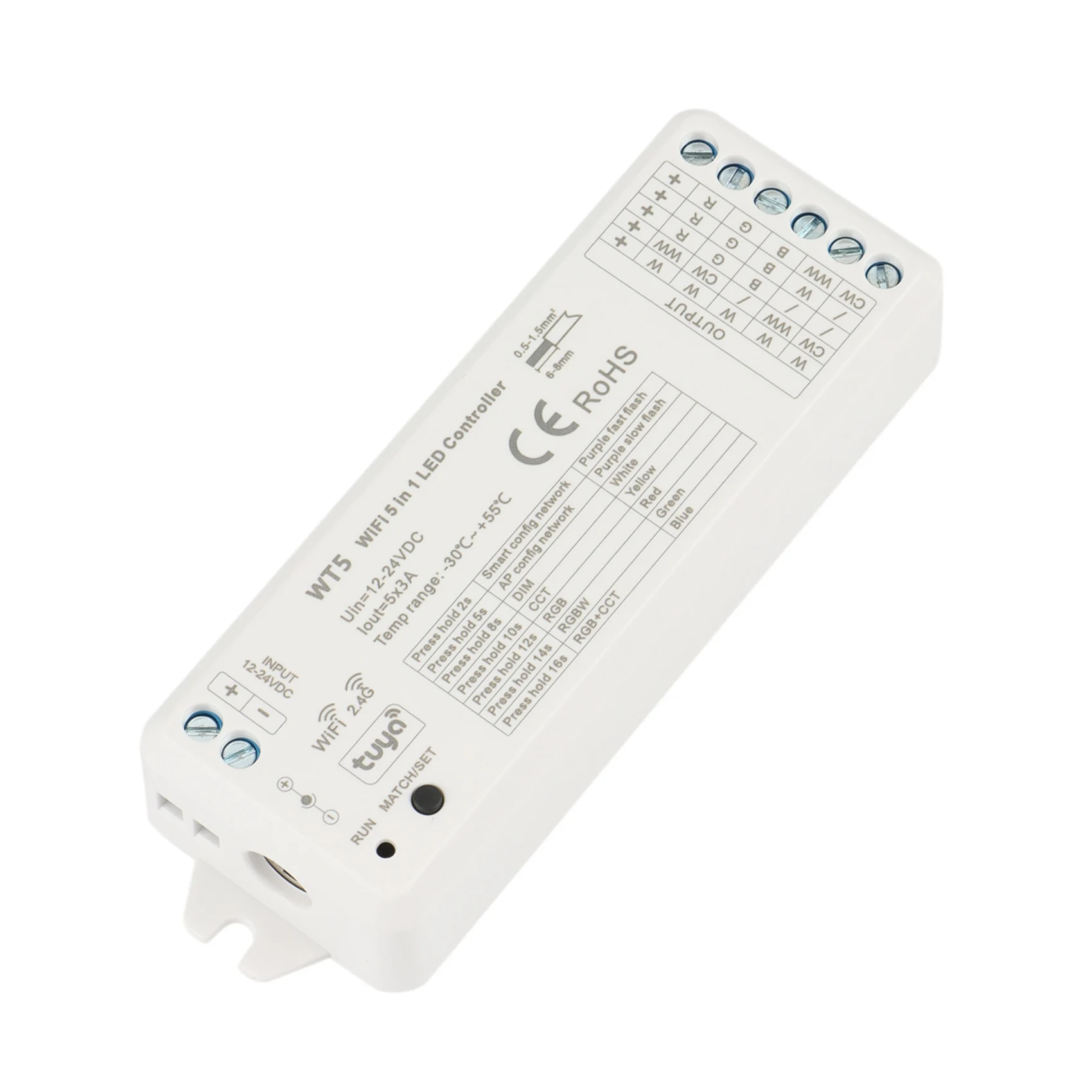 

Регулятор яркости Tuya 5 в 1, регулятор яркости CCT RGB RGBW RGBWW RGBCCT Strip Smart Life Wifi 2,4G RF, пульт дистанционного управления 12-24 В WT5