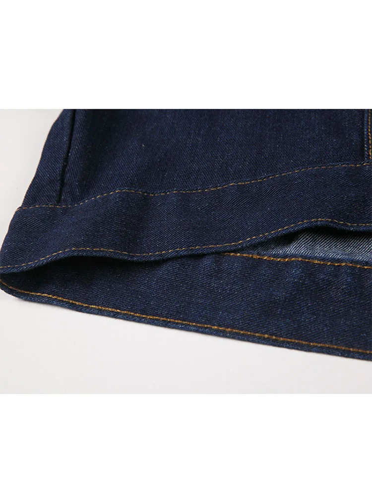 Женская джинсовая куртка с длинным рукавом однобортная Свободная воротником