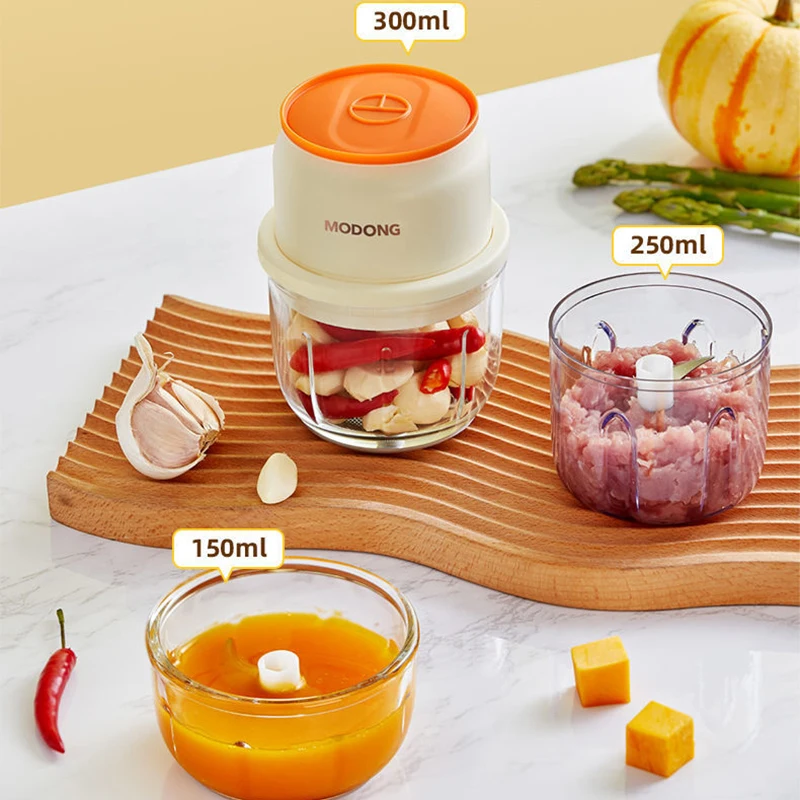 Бытовая мясорубка MODONG измельчитель портативная стеклянная чаша 45 Вт