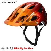exclusky adults mountain bike helmet bicycle downhill off road cap with sun visor insect net helmets equipped