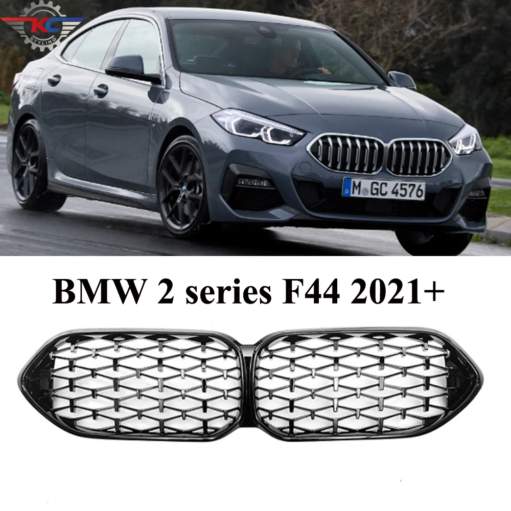 

Racing Grilles For BMW 2 Series Gran Coupe F44 4-Door 218i 2021+ Gloss Black Silver ABS Kidney Grills Front Bumper Lip