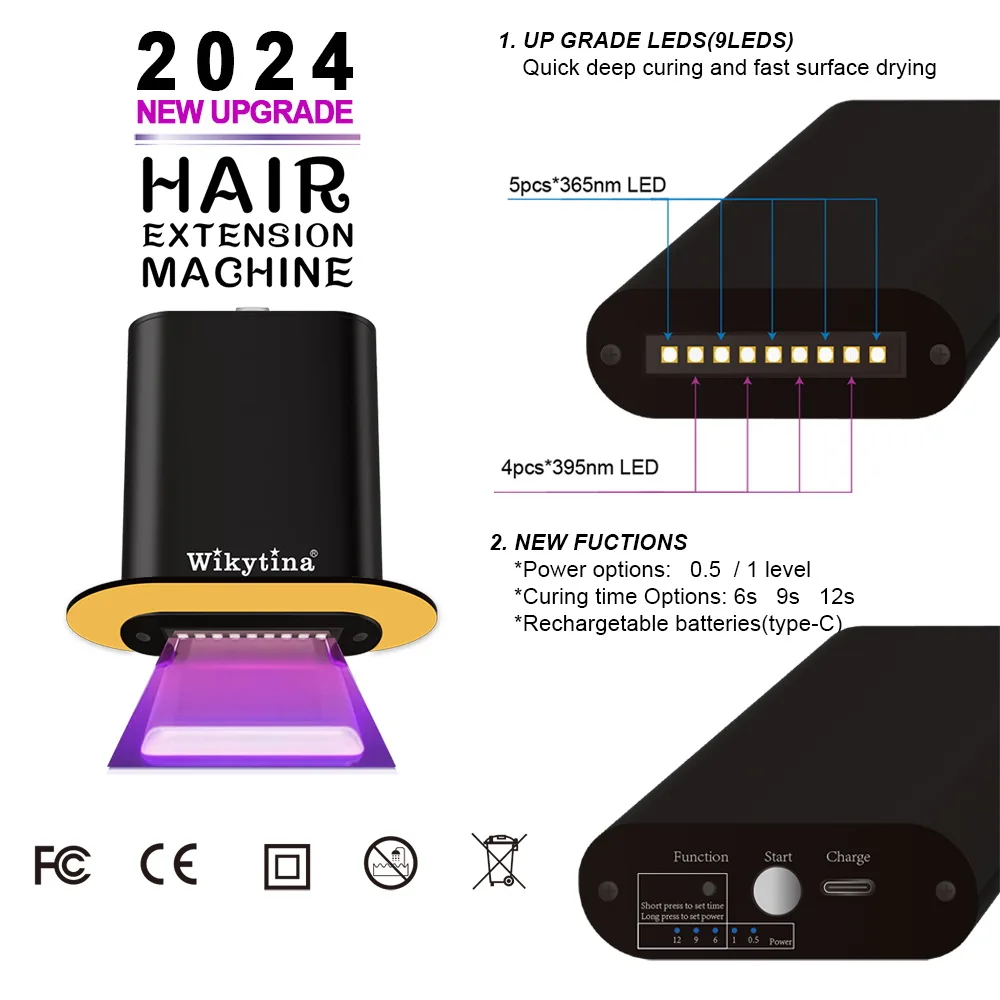 Wikytina UV V Light Набор инструментов для наращивания волос с набором удаления клея