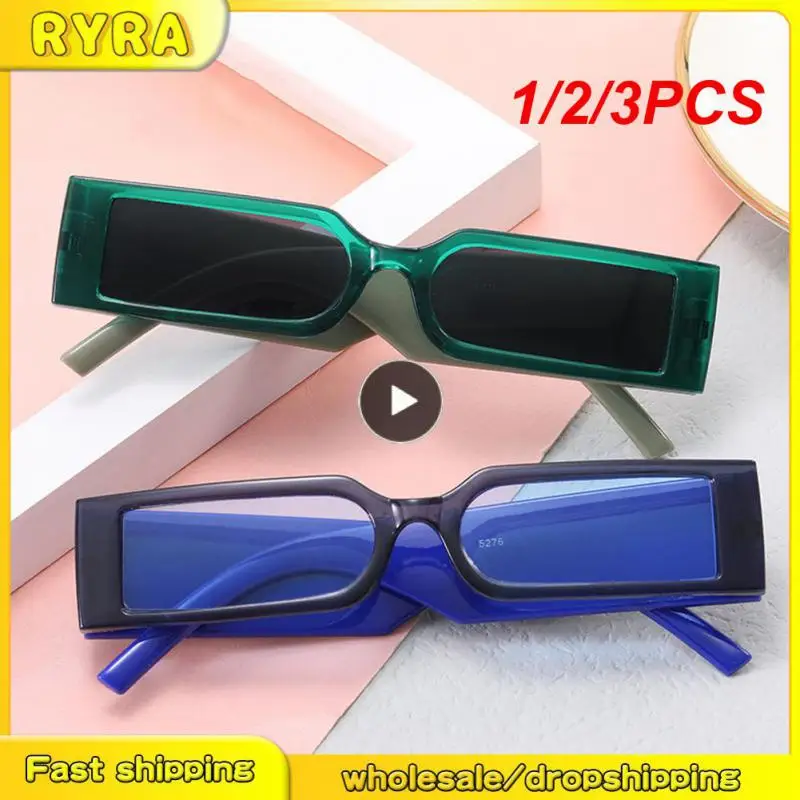 

Новинка, солнцезащитные очки в прямоугольной оправе в стиле ретро, модные квадратные очки в стиле Ins для мужчин и женщин, маленькие черные солнцезащитные очки в оправе, 1/2/3 шт.
